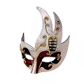Ornate Silver Venetian Mask Featuring Golden Accents Red Black Details And Sparkle