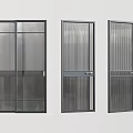 Modern Sliding Doors With Metal Frames And Different Textured Glass Panel Designs 3d model