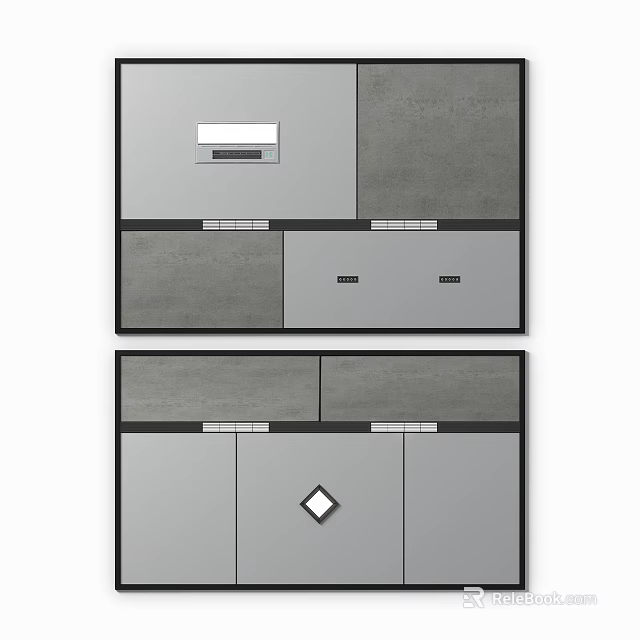 Modern Ceiling Design Featuring Geometric Panels Diamond Shape And Gray Tones 3d model