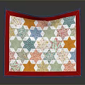 Colorful Star Pattern Fabric Table Runner With Blue Border And Red Green Orange Design