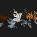 Artistic Water Splash Sculptures In Brown Silver Orange And Transparent Dynamic Forms On Black Background