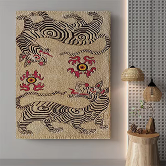 The abstract combination of ancient paintings in silence is retro three-dimensional. 3d model