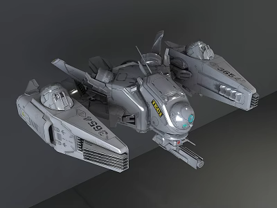 Silver Futuristic Spacecraft With Advanced Cockpit And Engine Design 3d model