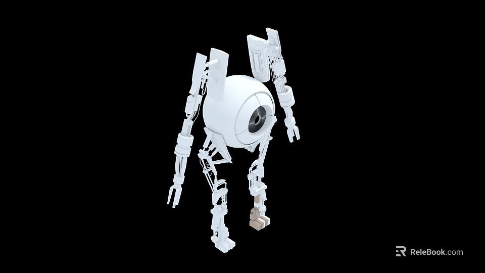 Smart Robot Featuring White Mechanical Structure Multiple Limbs And Circular Sensor 3d model 