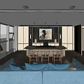 Modern Meeting Room With Neatly Arranged Black Chairs And Large Screen