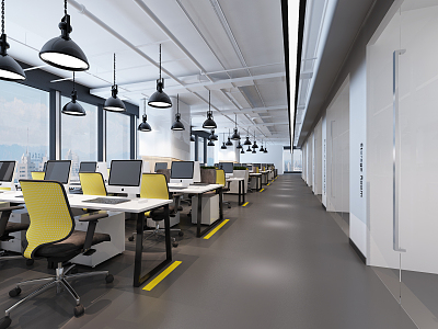 Industrial LOFT Public Office Area Open Office Area 3d model