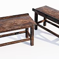 Vintage Wooden Benches With Rustic Aged Wood And Simple Structure Design