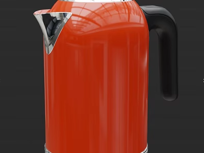 Modern Red Electric Kettle With Chrome Top And Black Handle For Home Daily Use 3d model