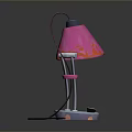 Vibrant Pink Table Lamp With Flame Pattern Blue Orange Base And Cord