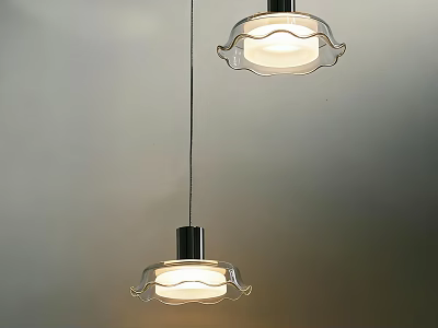Modern Pendant Lights With Wavy Glass Shade And Metal Base Creating Warm Illumination 3d model