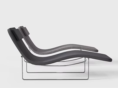 Modern Curved Lounge Chair With Metal Frame And Comfortable Dark Gray Upholstery Design 3d model