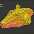 Dreadnought Sci Fi Spacecraft Model With Dark Armored Panels And Red Glowing Elements