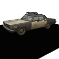 Vintage Police Car With Roof Lights Worn Rusty Exterior And Number 08