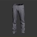Elegant Tailored Gray Pants With Black Belt For Formal Business Attire