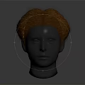 Game and Film Character Head Model with Brown Hairstyle Design
