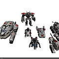 Sci Fi Mechanical Creature Models With White Red Blue Details And Diverse Designs 3d model
