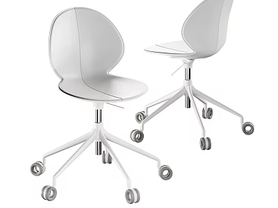 Sleek Modern Single Chair With White Curved Backrest And Rolling Wheels Design 3d model