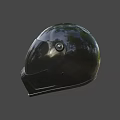 Black Helmet With Smooth Surface Transparent Visor And Side Knob Vent Holes