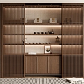 New Chinese-style decorative bookcase bookcase background wall 3d model