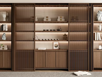 New Chinese-style decorative bookcase background wall 3d model