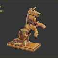 Orange Horse Shaped Decorative Furniture With Block Structure And Square Base