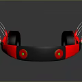 Red And Black Over Ear Headphones With Green Accents And White Wire Reflective Design