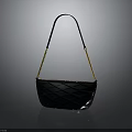 Stylish Black Handbag With Woven Texture And Yellow Chain Strap Design