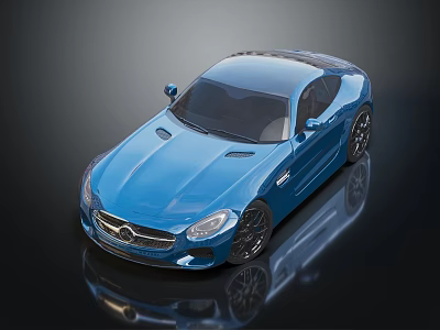 Blue Mercedes Sports Car With Sleek Design Shiny Body And Stylish Wheels On Black Surface 3d model