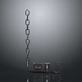 Vertical Silver Chain Hanging With Metal Blocks And Hook Against Black Background 3d model