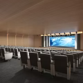 Spacious Modern Auditorium With Neatly Arranged Seats And Wooden Ceiling Lighting