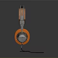 High Quality Vintage Audio Headphones With Wooden Headband Metal Bracket And Orange Earpads