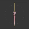 Stylish Pink Umbrella With Yellow Handle And Pink Flower Decoration
