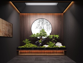 New Chinese Style Indoor Landscape Landscaping Landscape Setches Indoor Landscape Indoor Landscape Bryophytes Plant Pile 3d model