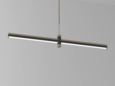 Modern Linear Pendant Light with Black Metal Frame and Illuminated Strip for Contemporary Interior Design 3d model