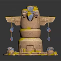 Cartoon Style Fantasy Tower Structure With Wings Eye Like Elements And Decorative Bases 3d model