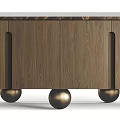 Elegant Modern Wooden Sideboard With Golden Spherical Legs And Marble Top