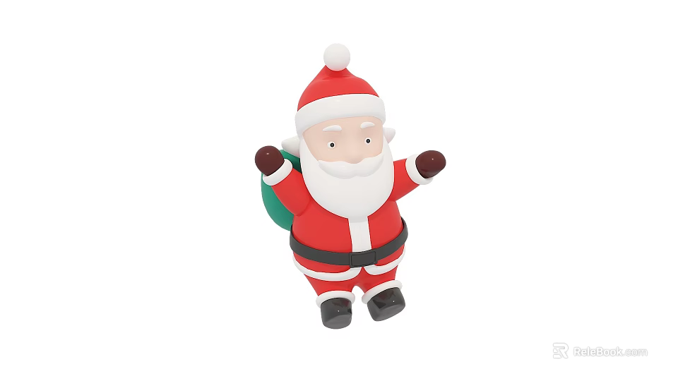 Inflatable Santa Claus Figure With Red Outfit Santa Hat And Green Bag For Holiday Decoration 3d model 
