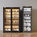 Modern Kitchen Appliances Storage Cabinets With Glass Doors And Illuminated Utensils