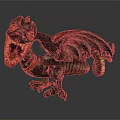 Mystical Game Movie Character Dragon With Red Eyes Open Mouth Wings And Golden Tail Tip