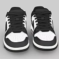 Black And White Classic Sneakers With Lace Up Design And White Rubber Outsole