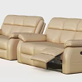 Beige Leather Reclining Sofa Set With Three Seater Two Seater And Single Seater