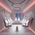 Modern Cyber Cafe Interior With Starry Ceiling Red Gaming Seats And Tech Lighting 3d model