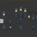 Vintage Blue Street Lamp Furniture Models With Multiple Lanterns And Designs