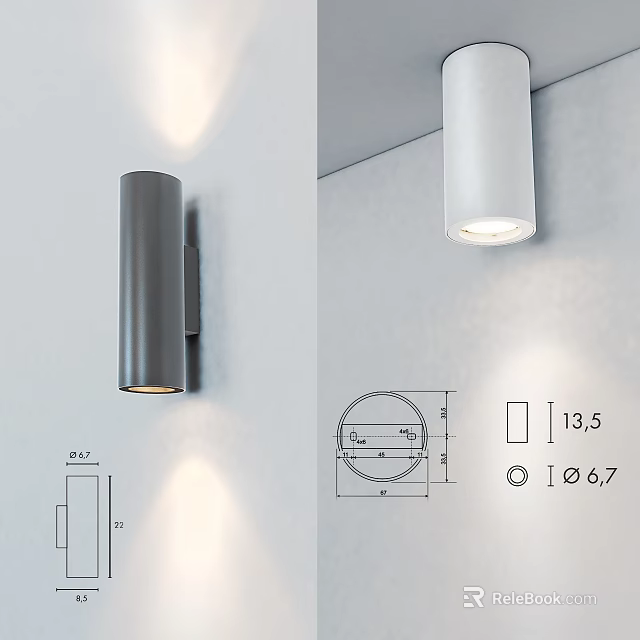 Modern Wall Mounted Downlight Spotlight With Sleek Cylindrical Design For Interior Lighting 3d model