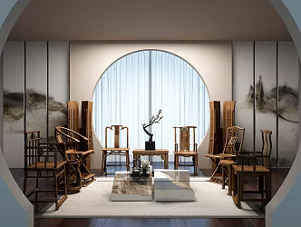 New Chinese-style armchair all kinds of single chair 3d model
