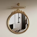 Elegant Round Mirror With Golden Ornate Frame Reflecting Interior Scene 3d model