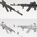 Assault Rifle Weapon 3D Model With Tactical Scope Magazine Grip And Stock