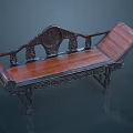 Traditional Chinese Wooden Chaise Lounge With Intricate Carvings And Classic Design