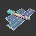 Detailed Space Station Model With Blue Solar Panels And White Blue Structure
