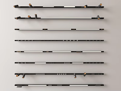 Modern Downlights and Spotlights Track System with Black and Silver Mounting Brackets 3d model